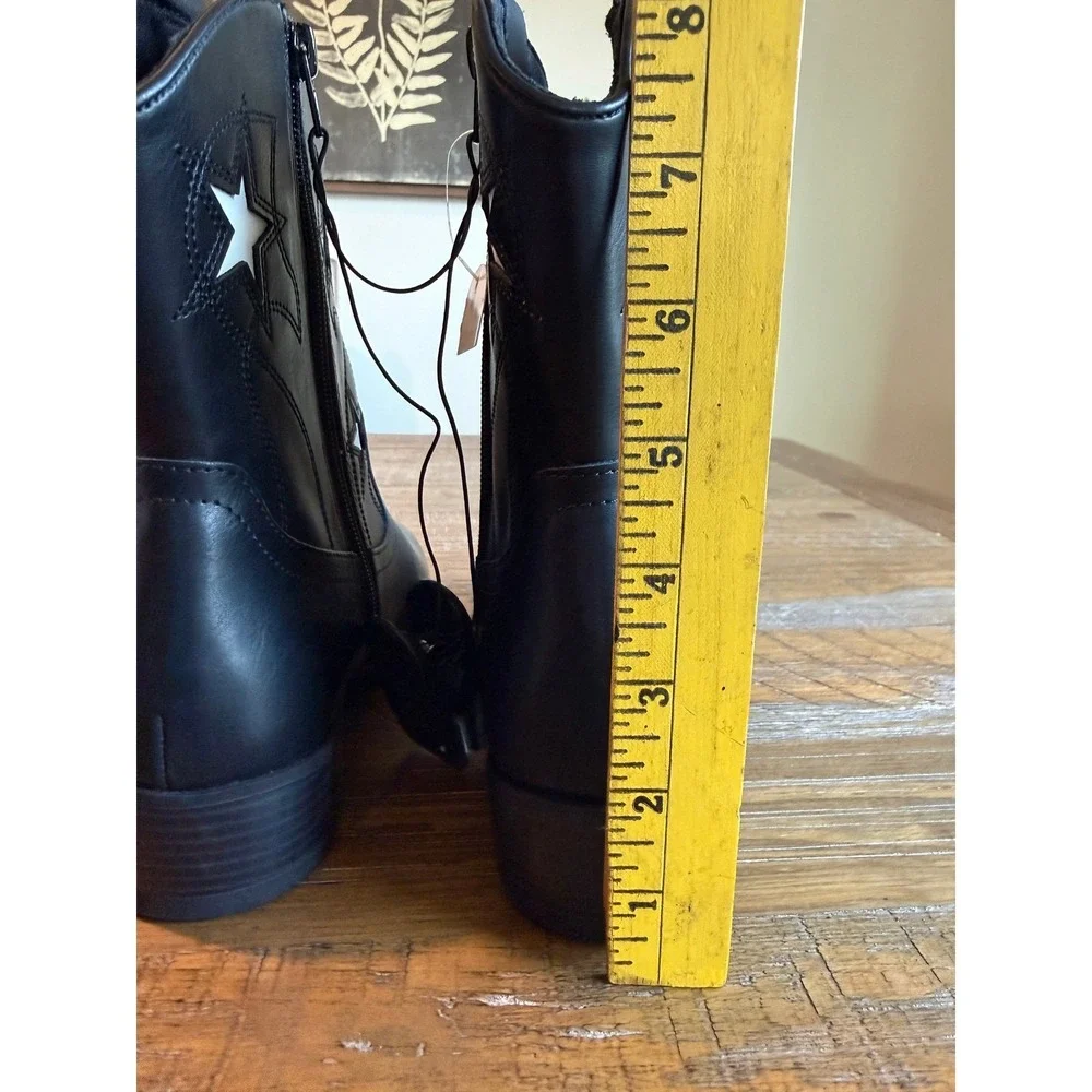 NEW Wonder Nation Kids Black Star West Western Cowboy Boots 6 Cowgirl Rodeo Kids